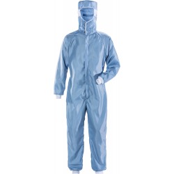 104966-500 Cleanroom Coverall with hood, ISO Class3, Blue, XXXL